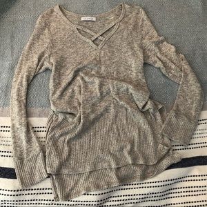 Cross neckline sweater